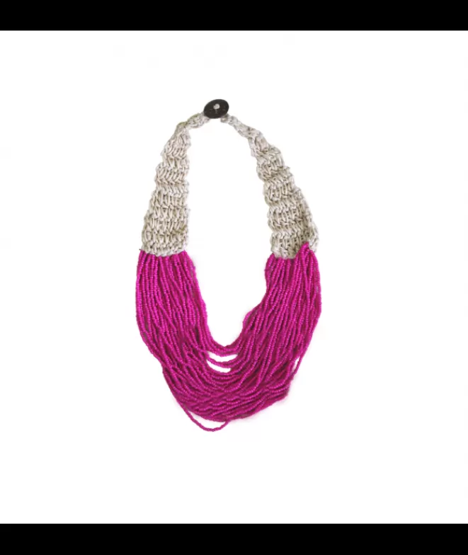 Bisutería^Doña Sol Collar Coco Fucsia