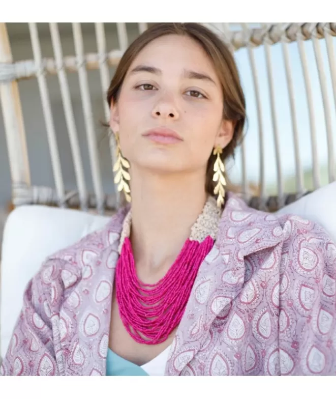 Bisutería^Doña Sol Collar Coco Fucsia