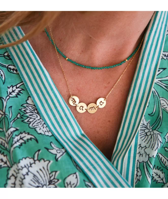 Collares Acabados En Oro | Cadenas Para Medallas^Doña Sol Collar Mineral Onix Verde