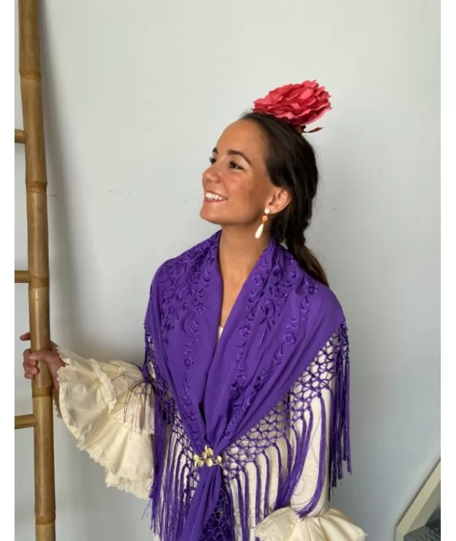 Mantones De Flamenca^Doña Sol Mantón Begoña Morado Liso