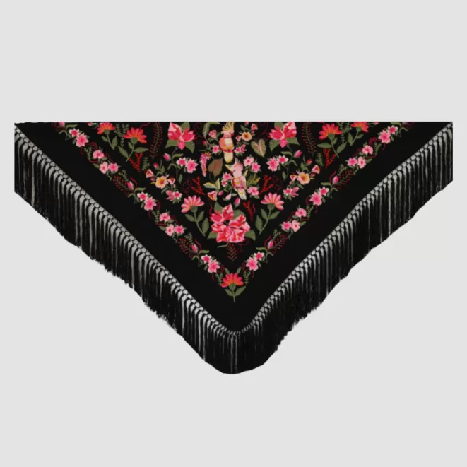 Mantones De Flamenca^Doña Sol Mantón Guacamayo Negro