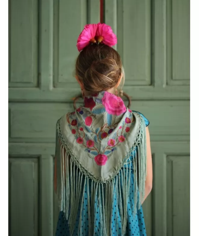 Mantones De Niña^Doña Sol Mantón Niña Lola Jabonoso Flor Rosa
