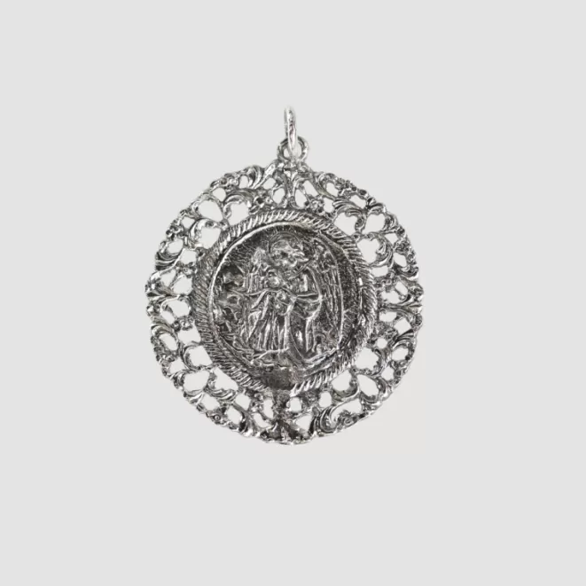 Medallas Acabadas En Plata^Doña Sol Medalla Cuna Ángel de la Guarda