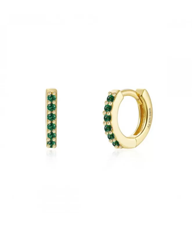 Pendientes Acabados En Oro^Doña Sol Pendientes Arito Circonitas Green