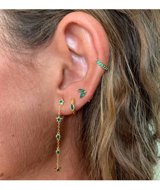 Pendientes Acabados En Oro^Doña Sol Pendientes Arito Circonitas Green