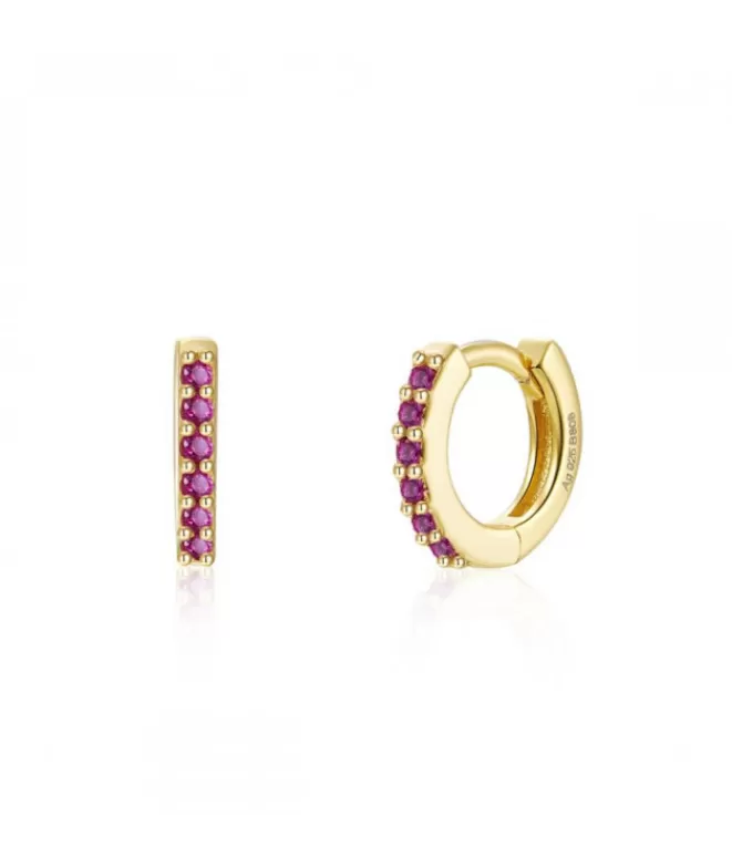 Pendientes Acabados En Oro^Doña Sol Pendientes Arito Circonitas Pink