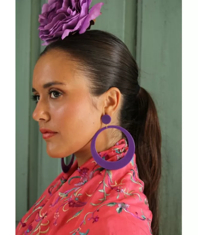 Pendientes De Flamenca^Doña Sol Pendientes Aro Flamenca Morado