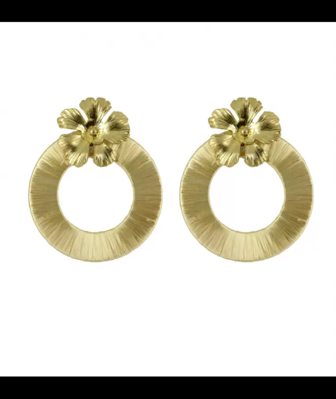 Pendientes De Flamenca | Pendientes Bisutería^Doña Sol Pendientes Flor Aro Hilo Beis