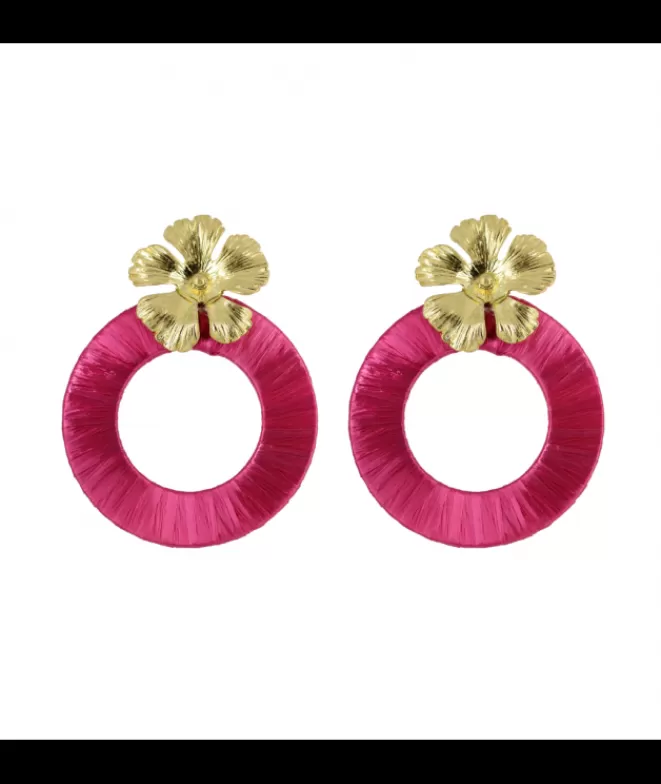 Pendientes De Flamenca | Pendientes Bisutería^Doña Sol Pendientes Flor Aro Hilo Rosa