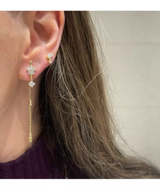 Pendientes Acabados En Oro^Doña Sol Pendientes Flor Cadena Bright
