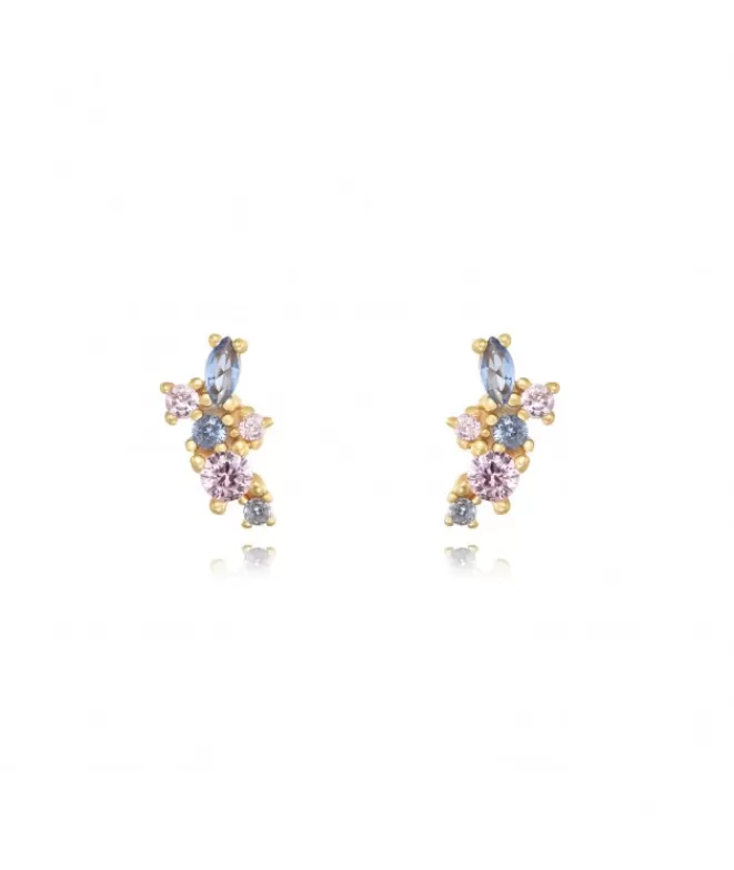 Pendientes Acabados En Oro^Doña Sol Pendientes Grisy Multi