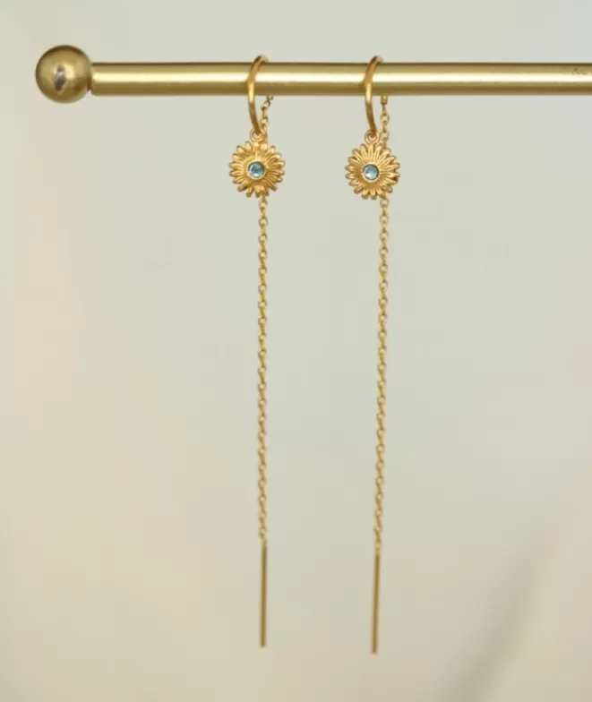 Pendientes Acabados En Oro^Doña Sol Pendientes Margarita Calcedonia Largos