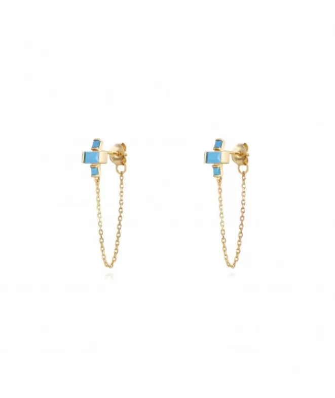 Pendientes Acabados En Oro^Doña Sol Pendientes Santina Turquesa