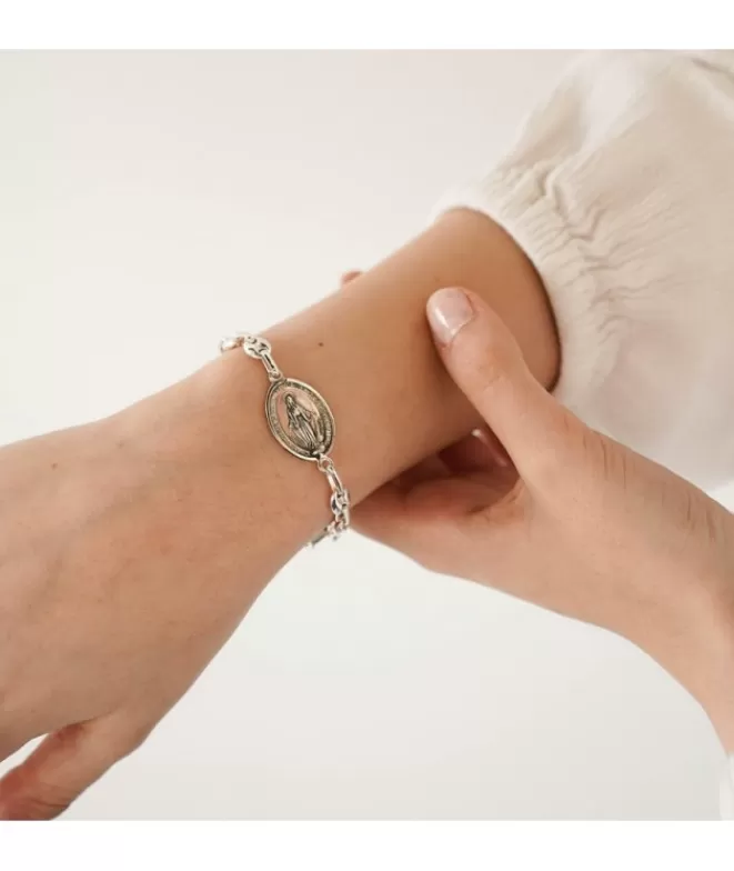 Pulseras Acabadas En Plata | Medallas Acabadas En Plata^Doña Sol Pulsera Medalla de la Milagrosa Plata